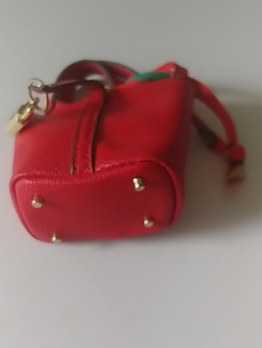 Red Mini Tote Handbag with Gold Accent - Picture 2 of 9